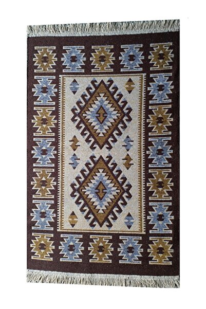 Voho Tekstil Çift Taraflı Kilim Yolluk Antik Tarz Eşme Desen Kahverengi