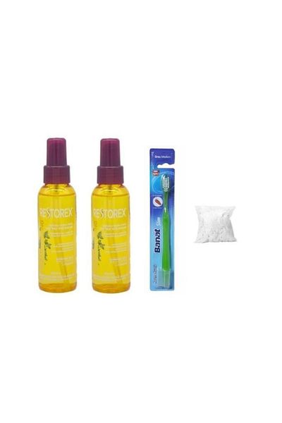 Restorex Healthy Care Argan Oil - Extension Effect, Repairing Hair Care, 100 ml x 2 Pieces + Banat Slim Toothbrush