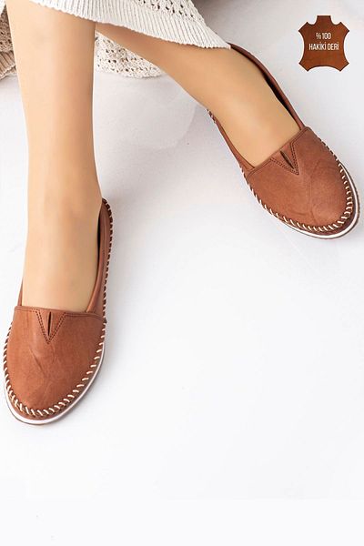 Lal Shoes & Bags Barve (100%) Γνήσιο δέρμα Άνετα Γυναικεία Flat-tan