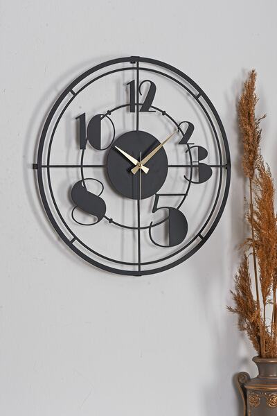 Muyika Design Duvar Saati 41cm Sessiz Siyah Metal Kasa Modern Tasarım-netro Y...