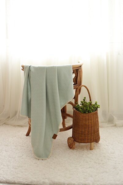 Mujo Baby&Kids Baby Peshtemal - Υφαντό με σχέδιο μπακλαβά σε νεροπράσινο χρώμα