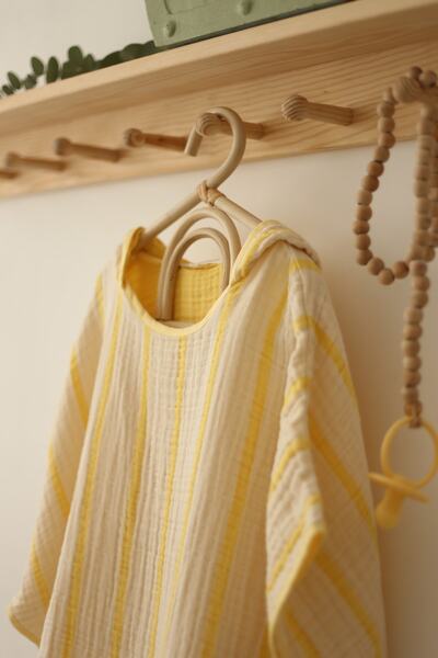 Mujo Baby&Kids Striped Multi Muslin Poncho – Yellow