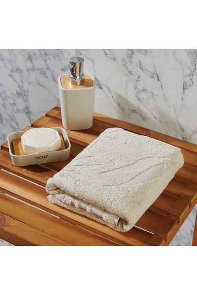 Nuvomon Beige Botanical Face Towel - 50x80 Cm