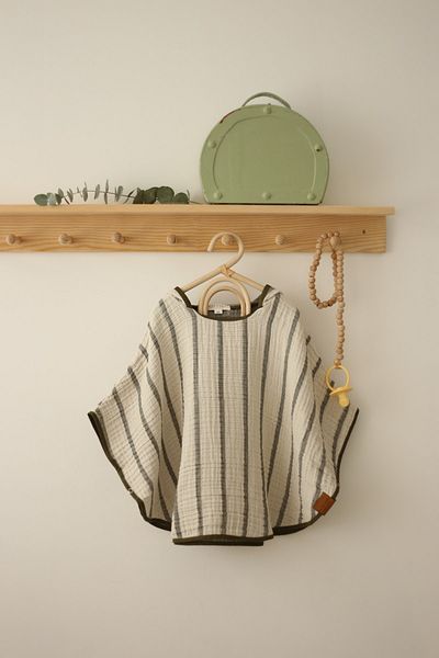 Mujo Baby&Kids Striped Multi Muslin Poncho – Khaki