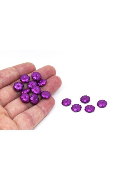 yfhobi 20 Gram - 11 Mm Çiçek Desen Boncuk, Mor Renk, Plastik Boncuk. (63-65 A...