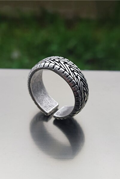 TREND COLLECTİON Lastik Tekerlek Wheel Model Ayarlanabilir Gümüş Kaplama Yüzük