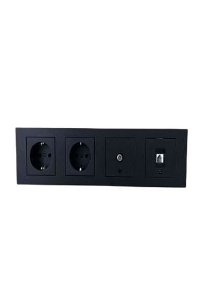 Creative Case Mb Group Ovivo Black 4-Piece Set 2 Grounded Sockets + 1 TV-Satellite + 1 Numeris + 1 4-Piece Frame