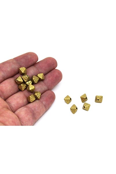 yfhobi 20 Gram - 7x9 Mm Piramit Boncuk, Altın Renk, Plastik Boncuk. (80-82 Ad...
