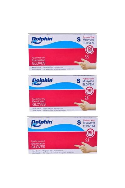 Dolphin Beyaz Vinil Eldiven Pudrasız S Beden 3 Paket