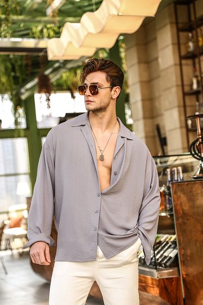 Elzem Aerobin Linen Super Oversize Shirt
