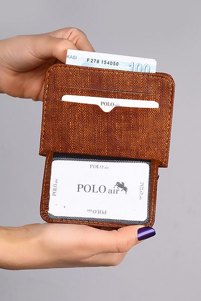 Polo Air Men's Denim Patterned Sports Card Holder Tan