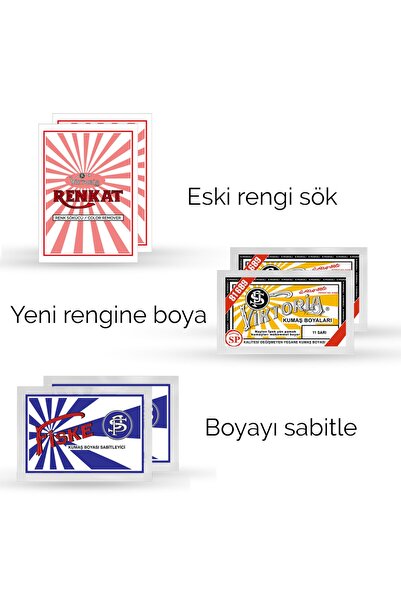 Viktoria Kumaş Rengi Değişim Paketi 2 Adet Renk Sökücü + 2 Adet Sarı Boya + 2...