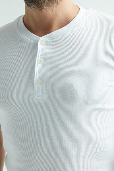 Erdem Men's Ribbed T-shirt Buttoned Camisole Undershirt 3 Pack 1125