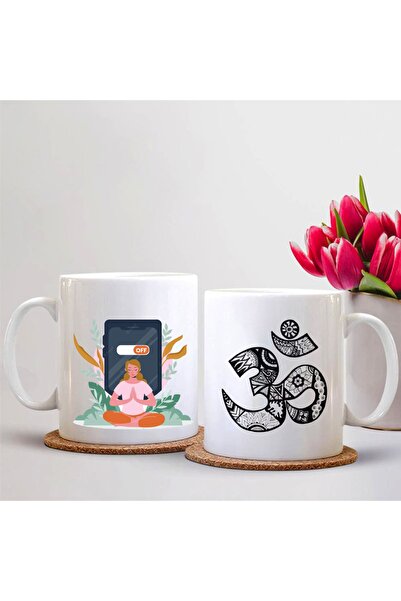 sıradışıhediyem كوب بتصميم يوجا للتأمل مطبوع عليه كوب