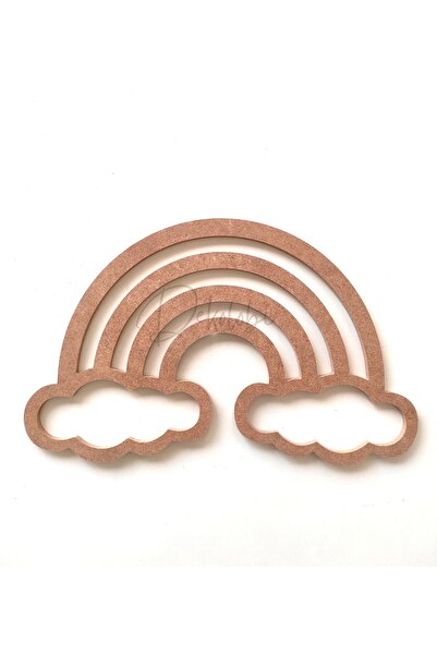 DEKOLOBİ Gökkuşağı Bulut Kasnak 32*20 Cm Ham Mdf Boyanabilir / Makrome Rafya ...