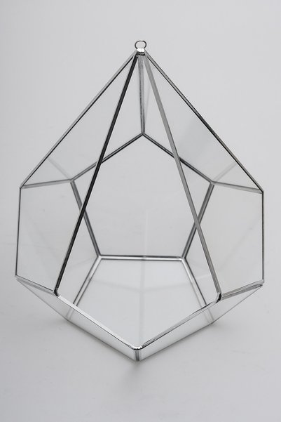 El Crea Designs 31x22x22cm Silver Chocolate Box Geometric Terrarium Prism Glass Jar Engagement Table Presentation Organization