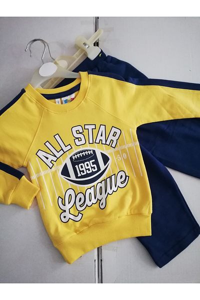 Sleepy Yellow Red Yellow Navy Blue Kids Tracksuit Set