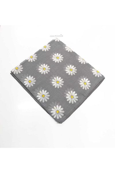 Fular Marketi Add 4 to Cart Pay 3 Promotion 100% Cotton Unisex Daisy Pattern Bandana Gray Is the Price for 1 Piece