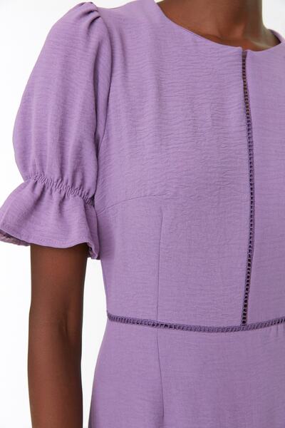 Trendyol Collection Fioletowa sukienka tkana z drabinkami w kształcie kota TWOSS22EL00241