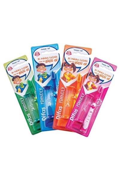 Difaş Friendly Children's Toothbrush Soft + Hourglass (Pink Color)