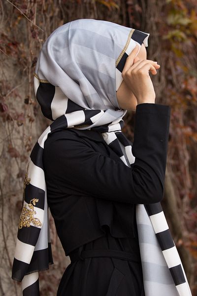 Vissona Women's Fresh Silk Shawl 90x200 Silver Black