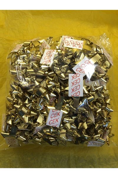 Happyland Self-Adhesive Metallic Gold Bow Gift Ornament for 100 Gift Package
