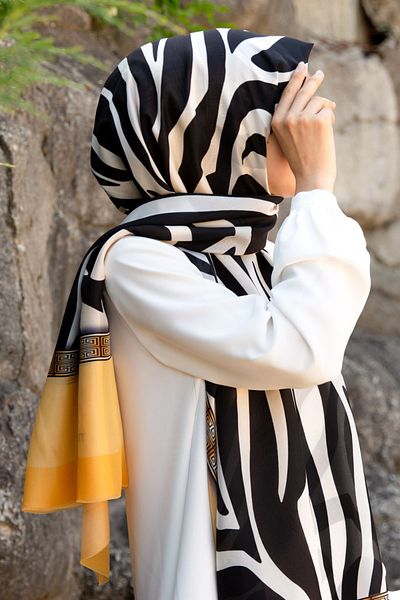 Vissona Women's Fresh Silk Shawl Yellow Black