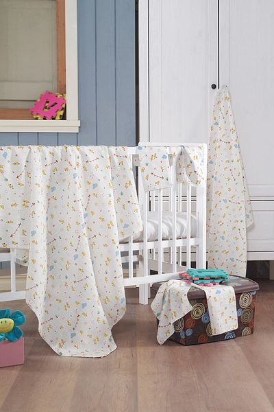 Evim Home Muslin Baby Set (90*80) (120*120) (30*30'4 Pieces), Yellow, Jeyan