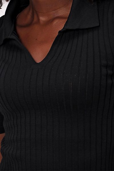 CHUBA Pulover de damă, tricot subțire, cu gât polo, negru 22sw308