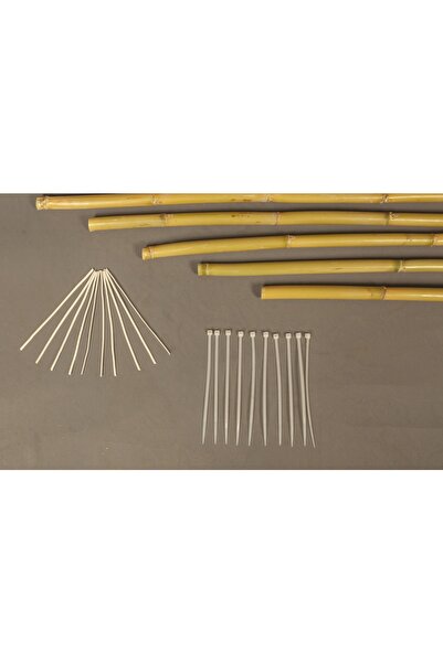 ötay Bitki Destek Çubuğu Seti 5 Adet 120 Cm Bambu 10 Ad Kelepçe 10 Ad Pvc Kaplı Tel