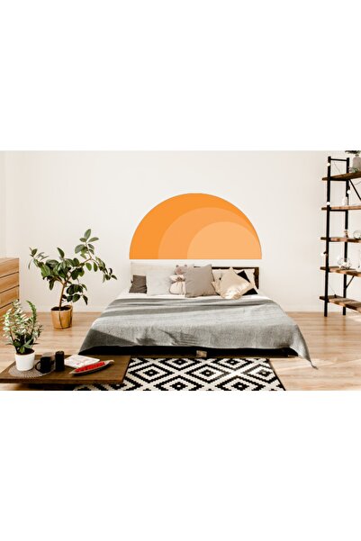 Sepet Yıldızı Bohem Tarz Parçalı Yarım Daire Turuncu Duvar Sticker 140x70 Cm