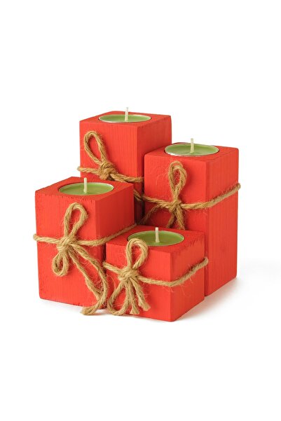 Tealight Mumluk 4'lü Set Turuncu