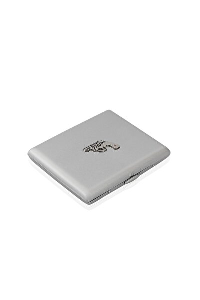 zekupp Gümüş Gri Silah Temalı Metal Sigara Tabakası