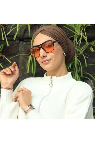 LOOKUP Unisex Retro Pilot Double Bridge Orange Glass Women's Sunglasses 53/20/148