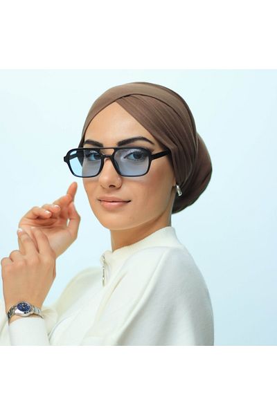 LOOKUP Unisex Retro Double Bridge Blue Glass Women's Men's Sunglasses (53/19/140)