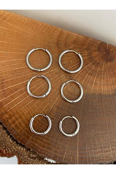 Arescollection Stainless Steel Thin Hoop Earrings