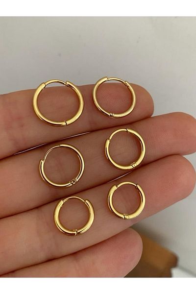 Arescollection الفولاذ المقاوم للصدأ هوب الأقراط رقيقة