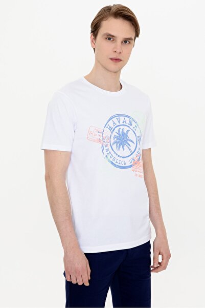 U.S. Polo Assn. Ανδρικό λευκό μπλουζάκι