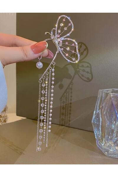Gogoey Butterfly Earrings Silver Color Women's Earrings That Do Not Require Cartilage Holes Left Ear