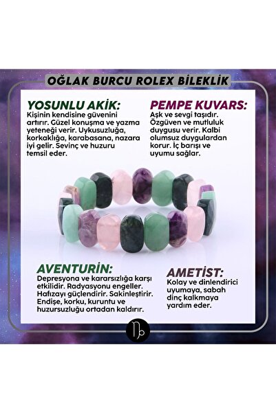 OSMANLI DOĞAL TAŞ Sertifikalı Oğlak Burcu Roleks Bileklik B062