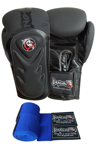 Dragondo قفاز ملاكمة تيبيتو وضمادة زرقاء. مجموعة من 2 2. بارتي 30341