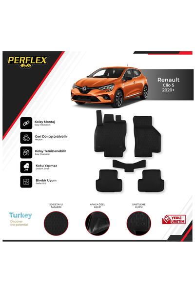 PERFLEX Renault Clıo 5 2020+ Araca Özel 3d Havuzlu Paspas