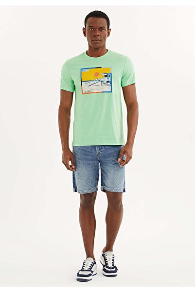 WESTMARK LONDON Μπλουζάκι με στάμπα από 100% οργανικό βαμβάκι με πράσινη λαιμόκοψη