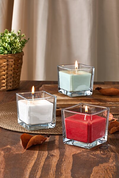 KURT HOME Cam Kare Kokulu Mum 3 ' Lü Karışık Renk