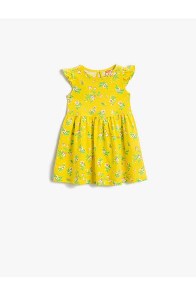 Koton Girl's Floral Dress Ruffled Sleeves Cotton