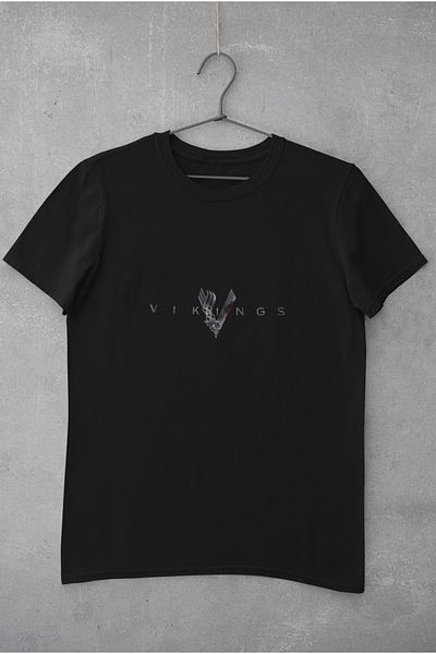Kio Tasarım Tricou cu imprimeu text vikingi negri de damă