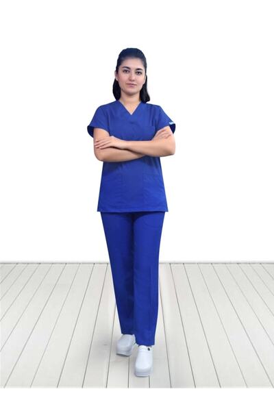 Nur Medikal Giyim Unisex Kobalt plava plavi terikoton donji i gornji dres set