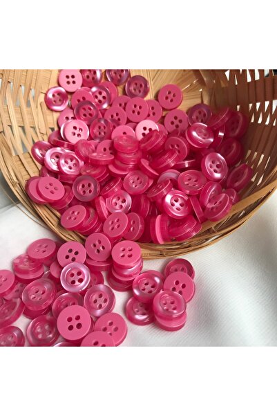 Bukle İplik 18 Boy Pembe Tombul Düğme - Gömlek Düğmesi (20 Adet)