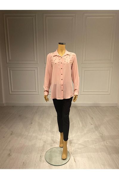 Elele Plus Size Yellow Bead Patterned Powder Blouse