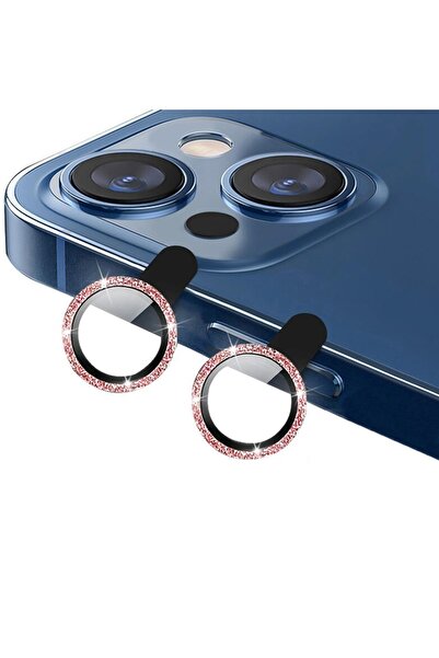 Microcase Iphone 13 Mini Elmas Taş Lens Koruma Halkası - Pembe Al2775